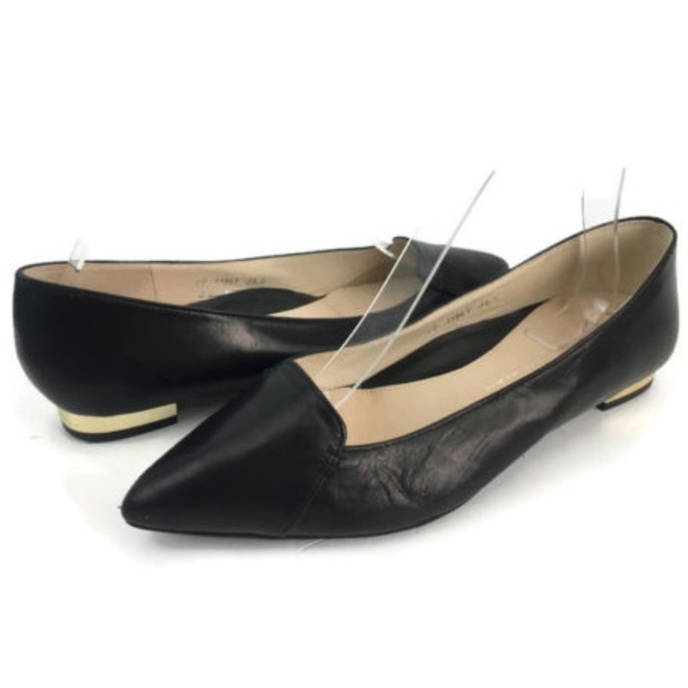 Eizo Women's Black Leather Ballet Flats Sz 235 MM